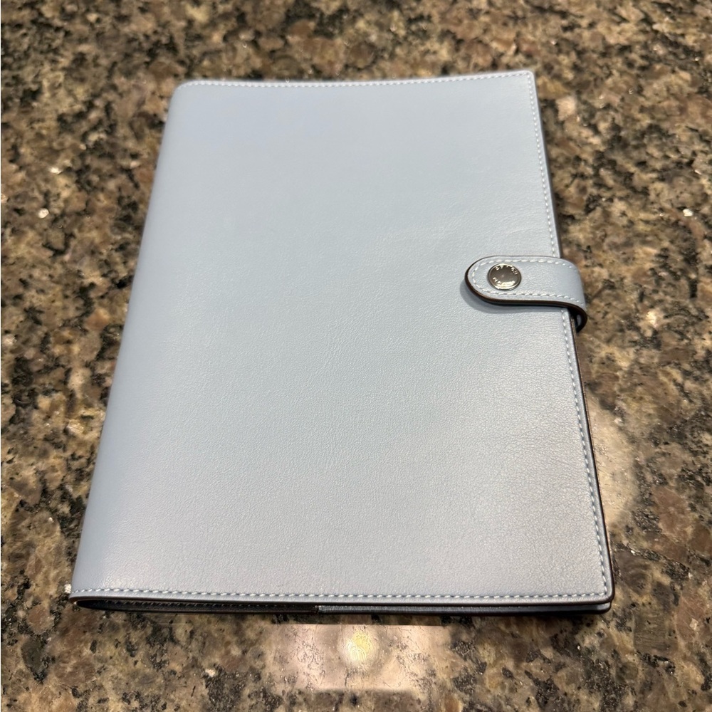 LIMITED EDITION Coach Light Blue Leather Organizer with Snap Tab.